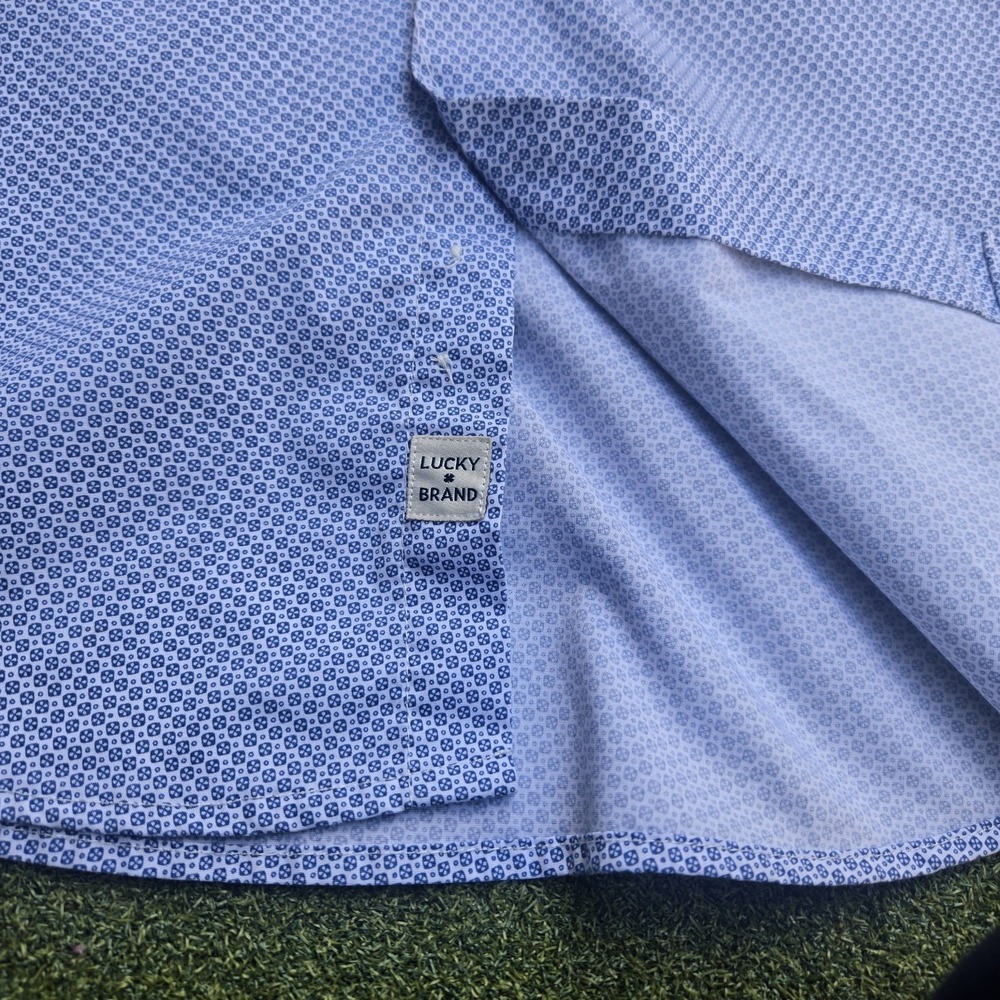 Lucky Brand Shirt Men's Medium Blue Slim Fit Stretch Botton Up Long Sleeve - Picture 9 of 14